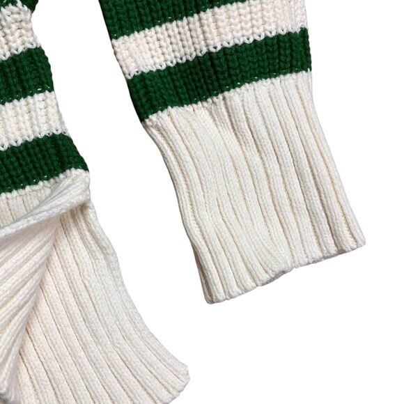 Madewell Ivory Green Striped Ribbed Turtleneck Sweater Womens M Preppy - Picture 8 of 12